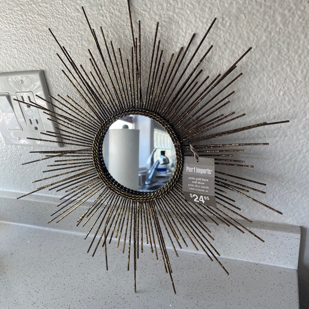 Pier 1 Metallic Gold Starburst Mirror - Picture 3 of 4